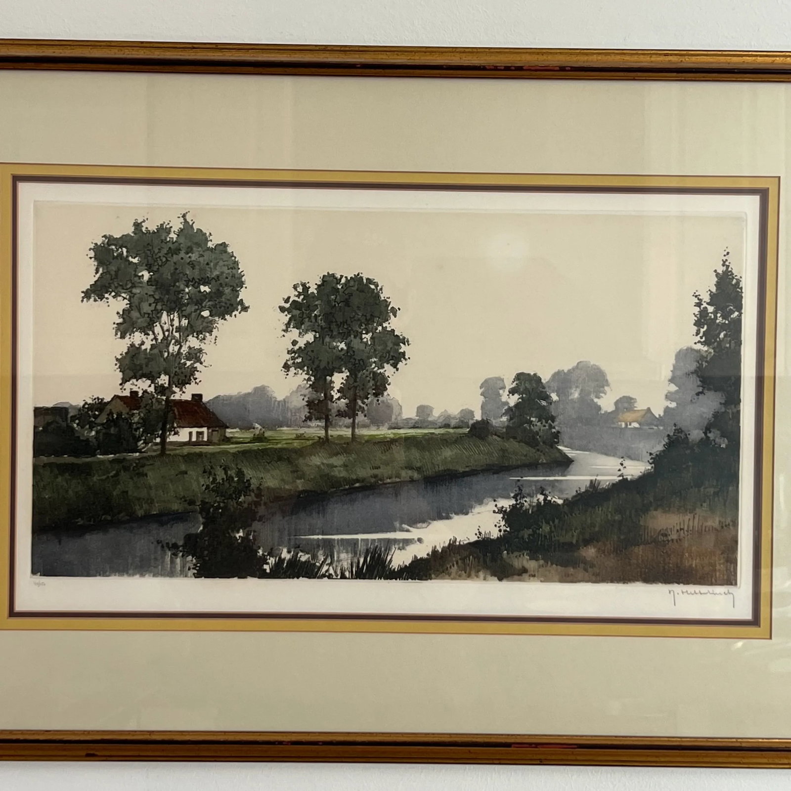 Vintage Impressionist Landscape Print Signed and Numbered 40/150 by Roger Hebbelinck (Belgium), Fram - 2