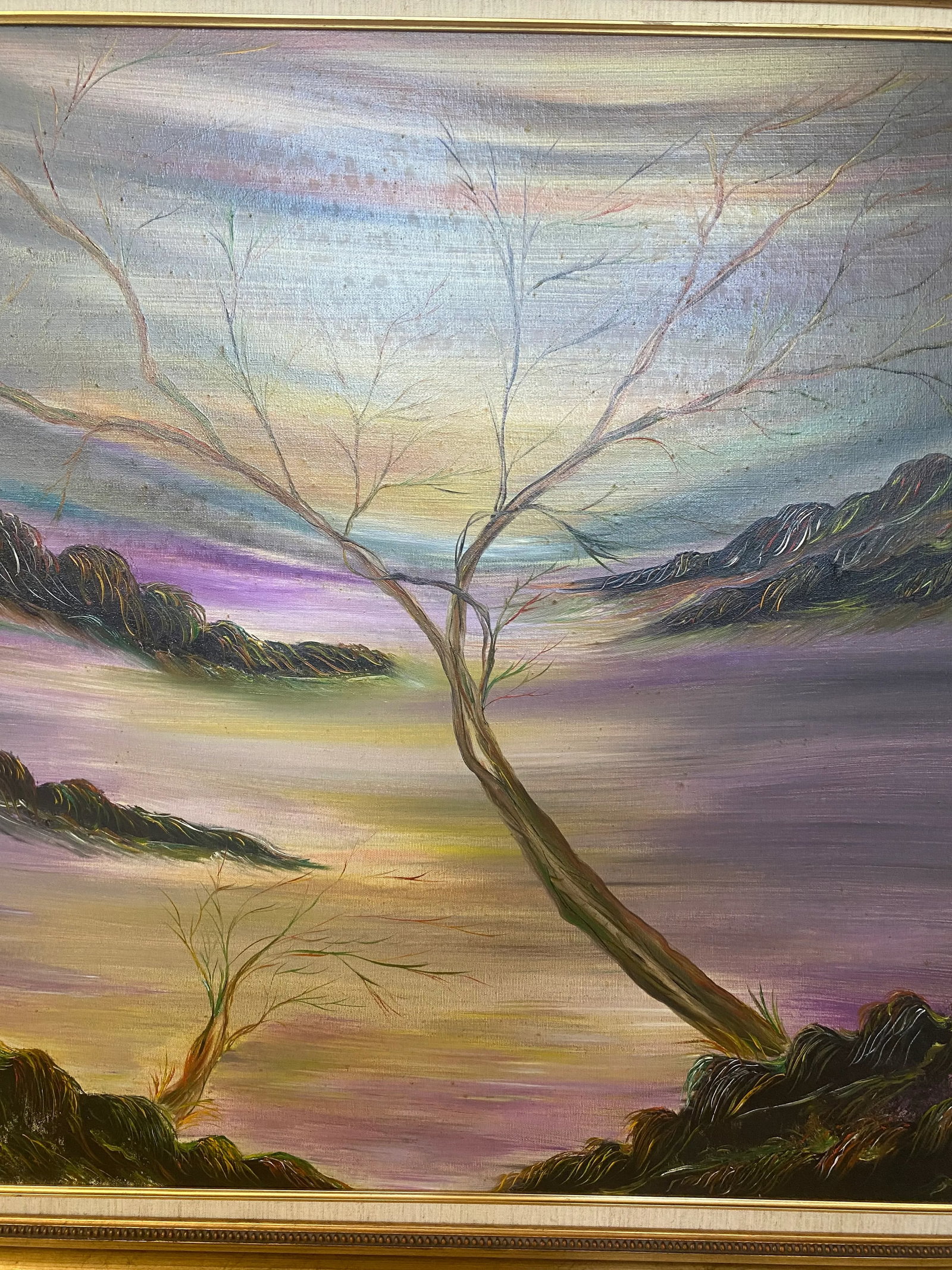 Vintage Contemporary Minimalist Tree and Landscape Oil Painting Signed by Raua 1983 - 3