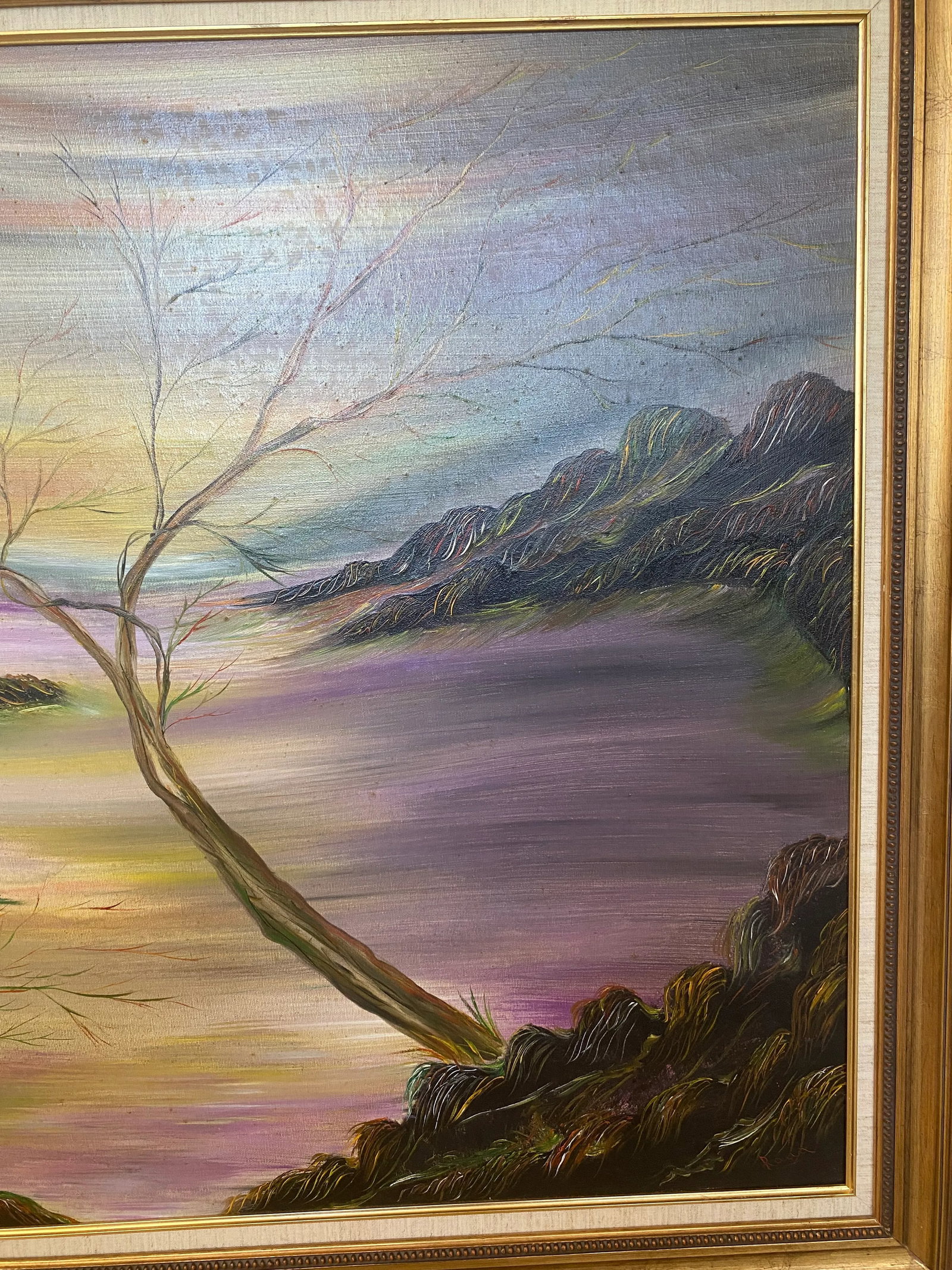 Vintage Contemporary Minimalist Tree and Landscape Oil Painting Signed by Raua 1983 - 4