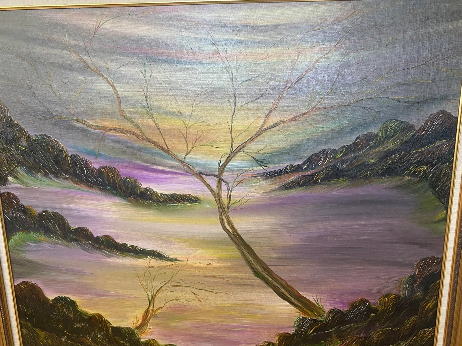 Vintage Contemporary Minimalist Tree and Landscape Oil Painting Signed by Raua 1983 - 5
