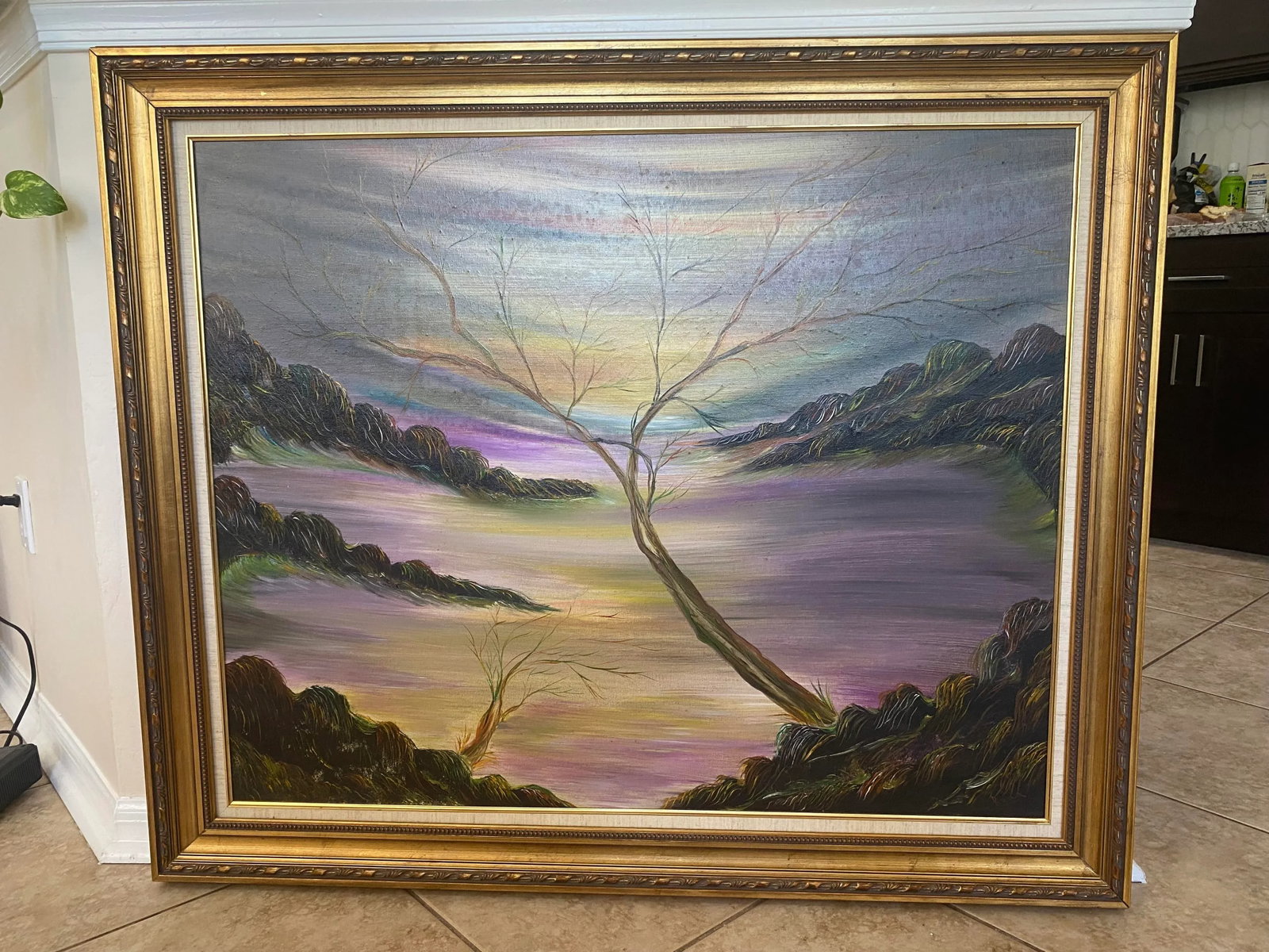 Vintage Contemporary Minimalist Tree and Landscape Oil Painting Signed by Raua 1983 - 9