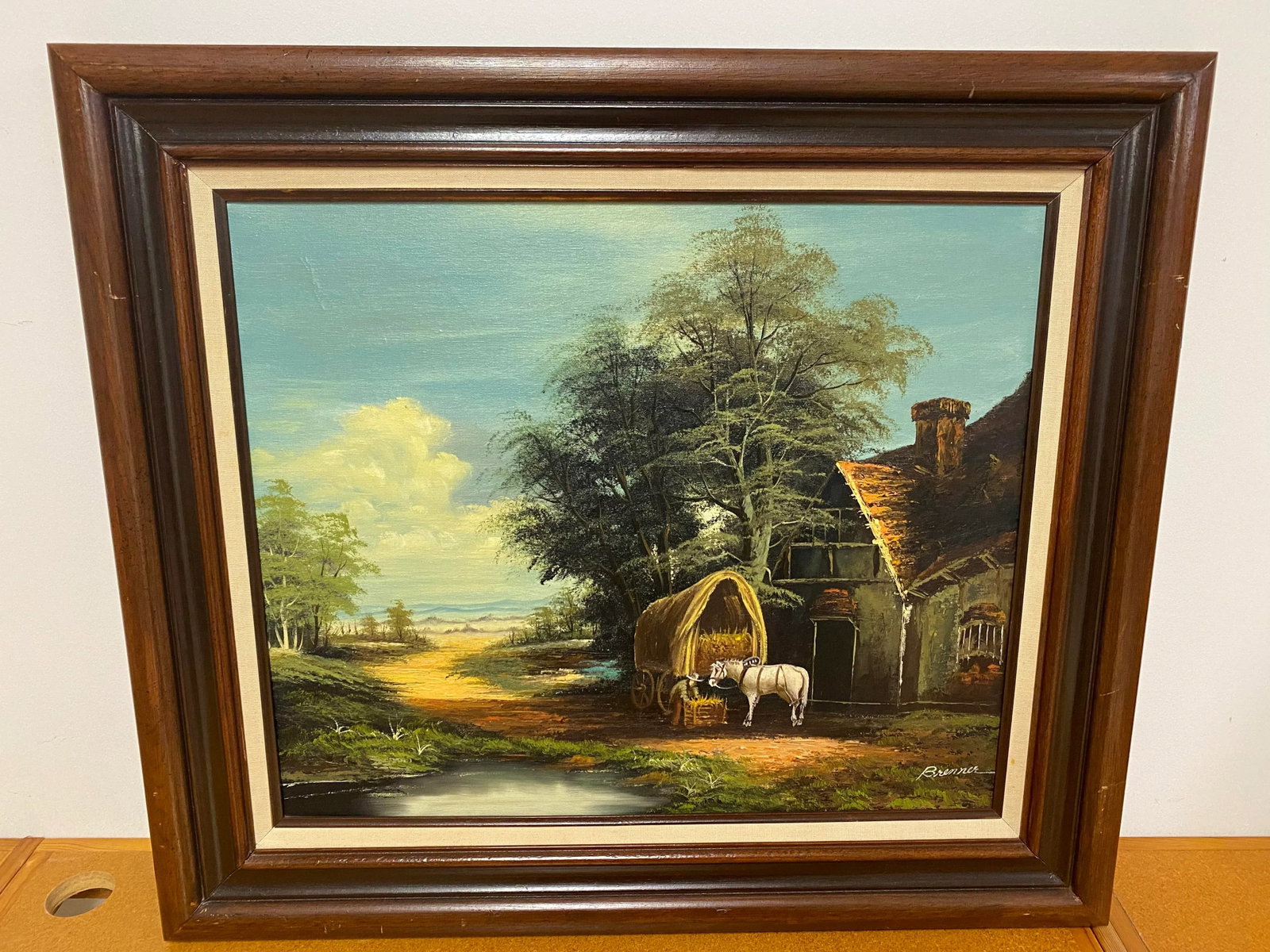 Mid 20th Century Brenner Signed Pastoral Landscape Framed Oil Painting - 2