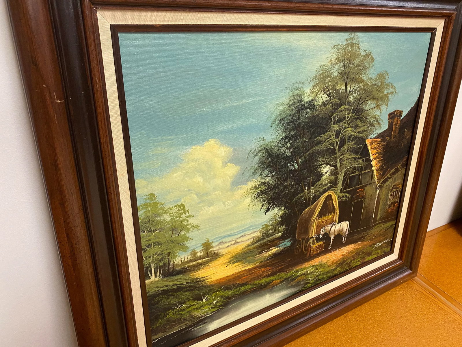 Mid 20th Century Brenner Signed Pastoral Landscape Framed Oil Painting - 4