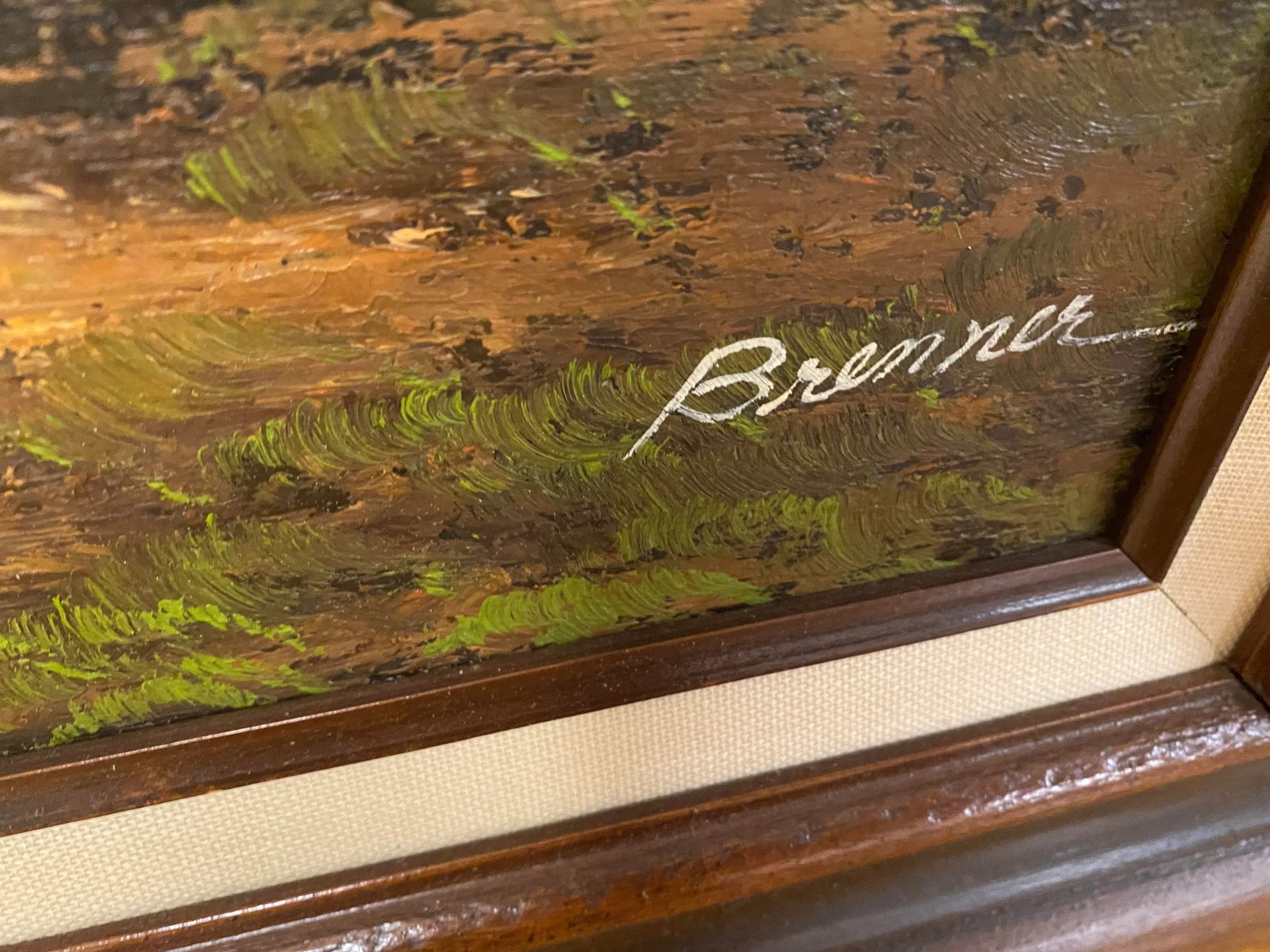 Mid 20th Century Brenner Signed Pastoral Landscape Framed Oil Painting - 5