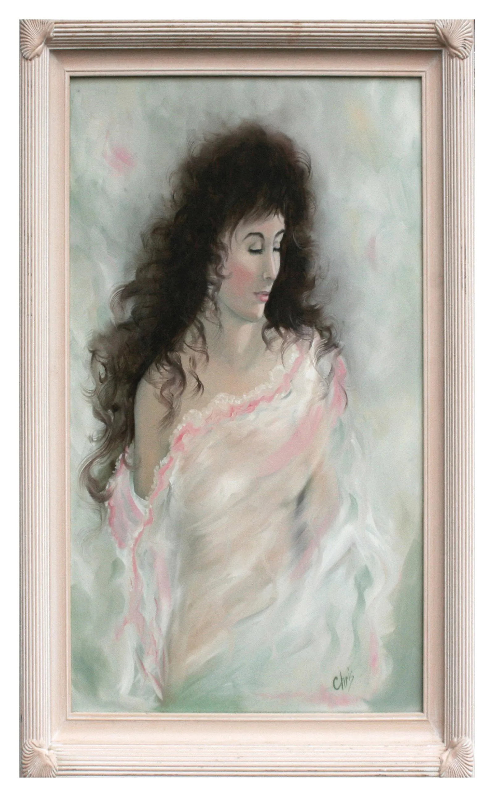1990s Impressionist Style Portrait Painting of a Woman, Framed - 4