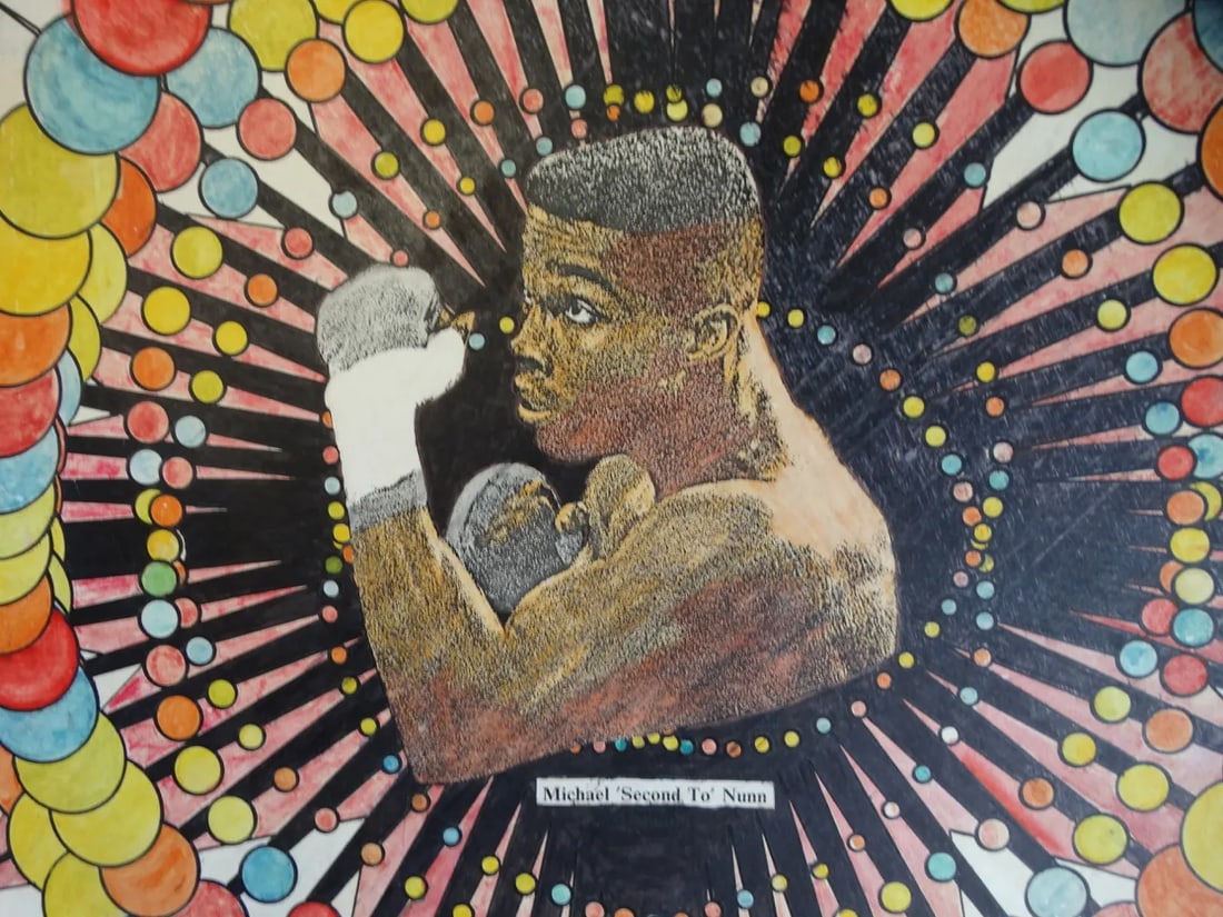 Original Modern Portrait Collage for Ten Goose Boxing Gym Featuring Michael Nunn, Circa 1990 - 5