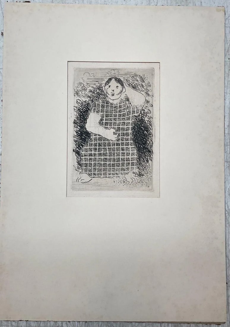 Original 1938 Robert Mallory 'Aeated Indian Girl' Expressionist Portrait Etching - 2