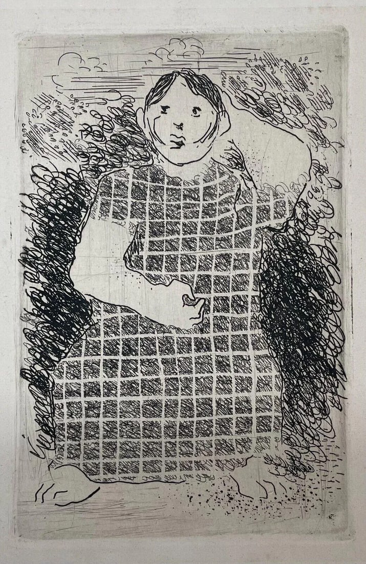 Original 1938 Robert Mallory 'Aeated Indian Girl' Expressionist Portrait Etching - 4