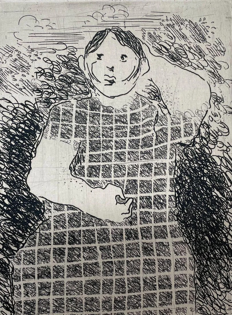 Original 1938 Robert Mallory 'Aeated Indian Girl' Expressionist Portrait Etching - 5