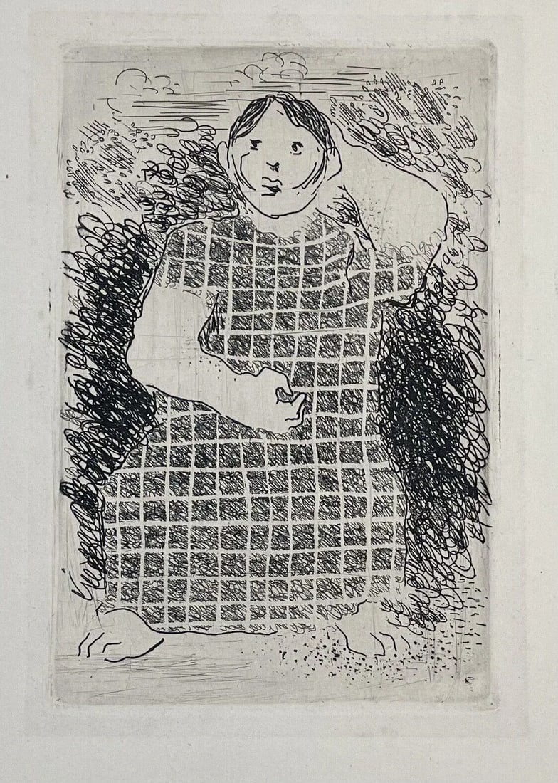 Original 1938 Robert Mallory 'Aeated Indian Girl' Expressionist Portrait Etching - 8