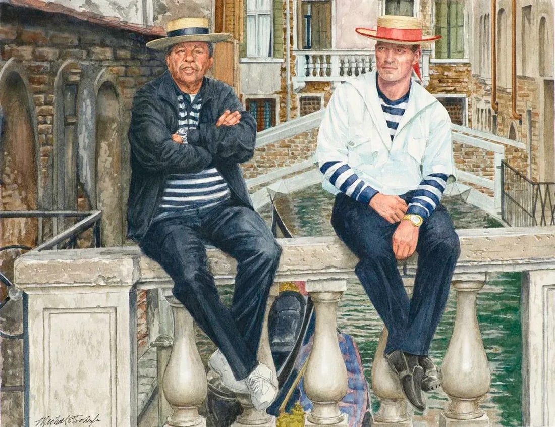 The Gondoliers, Venice, Watercolor Painting - 2