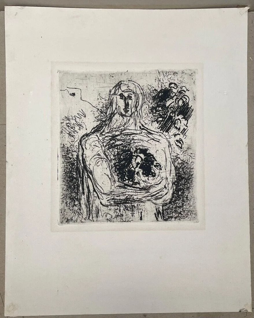 Original 1938 Robert Mallory 'Abundance' Expressionist Portrait Mexico Etching - 2