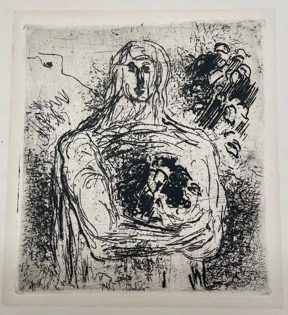Original 1938 Robert Mallory 'Abundance' Expressionist Portrait Mexico Etching - 3