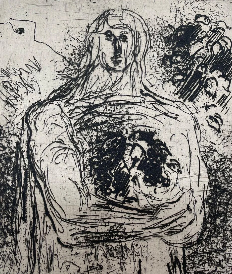 Original 1938 Robert Mallory 'Abundance' Expressionist Portrait Mexico Etching - 4