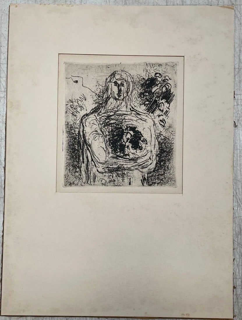 Original 1938 Robert Mallory 'Abundance' Expressionist Portrait Mexico Etching - 8