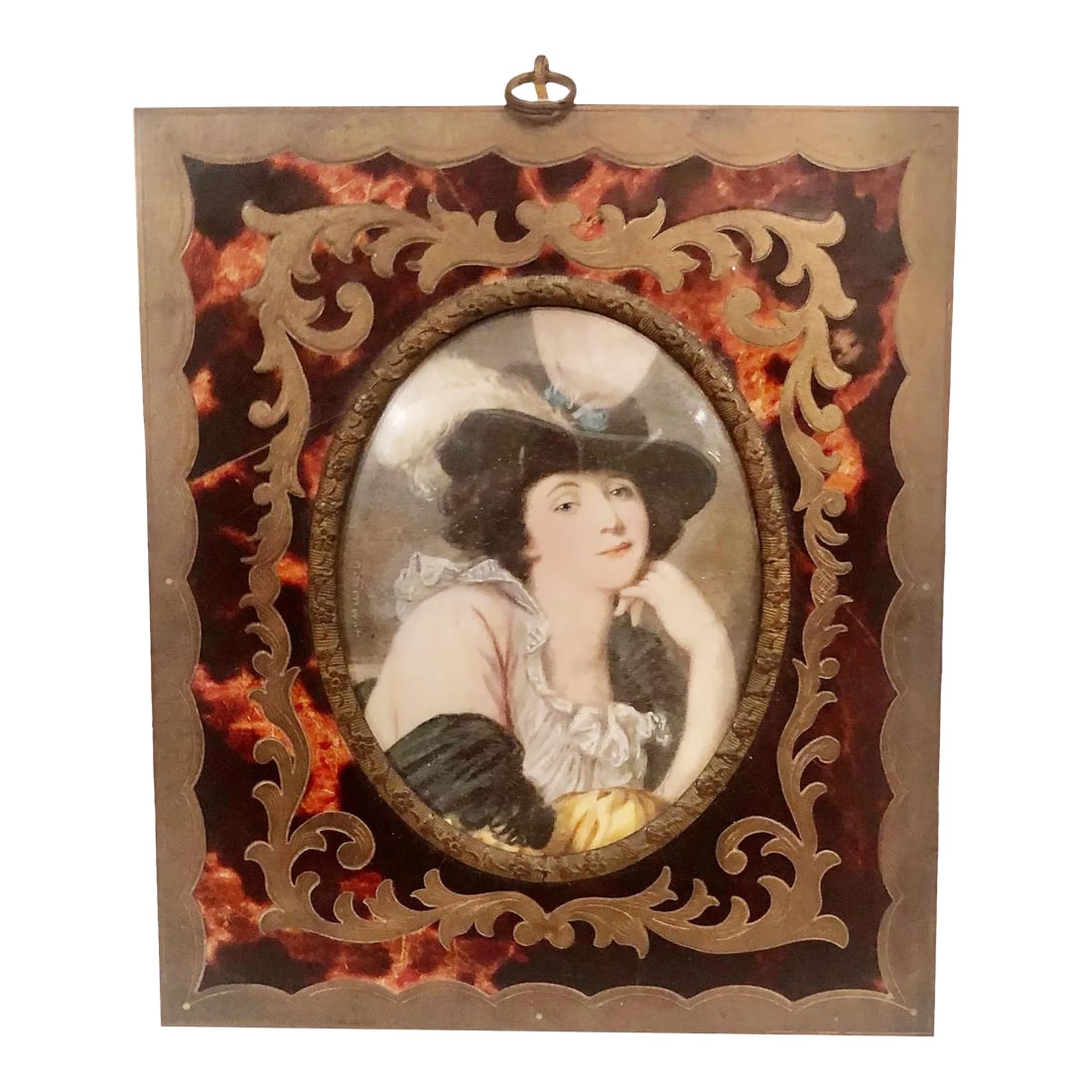 Late 19th Century Portrait of a Lady in a Hat in a Brass Frame (1 of 5)