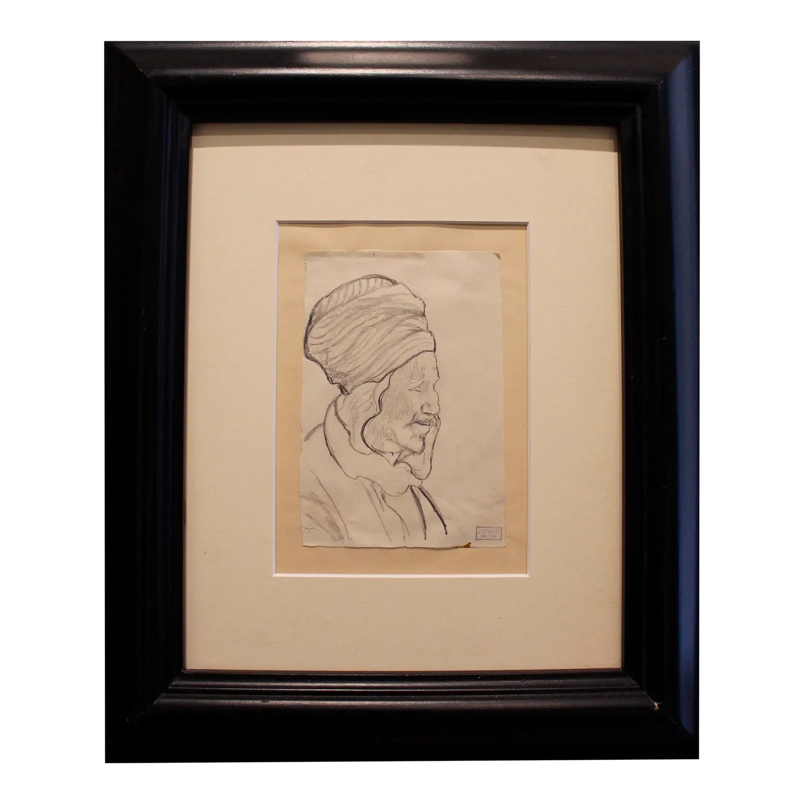 Original Joseph Stella Drawing (20th Century Modern Pencil Portrait Pencil): A pencil sketch by famed American Modernist Joseph Stella, who burst on to the American scene at the epochal Armory Show of 1913 and whose work is today in the collections of every major museum