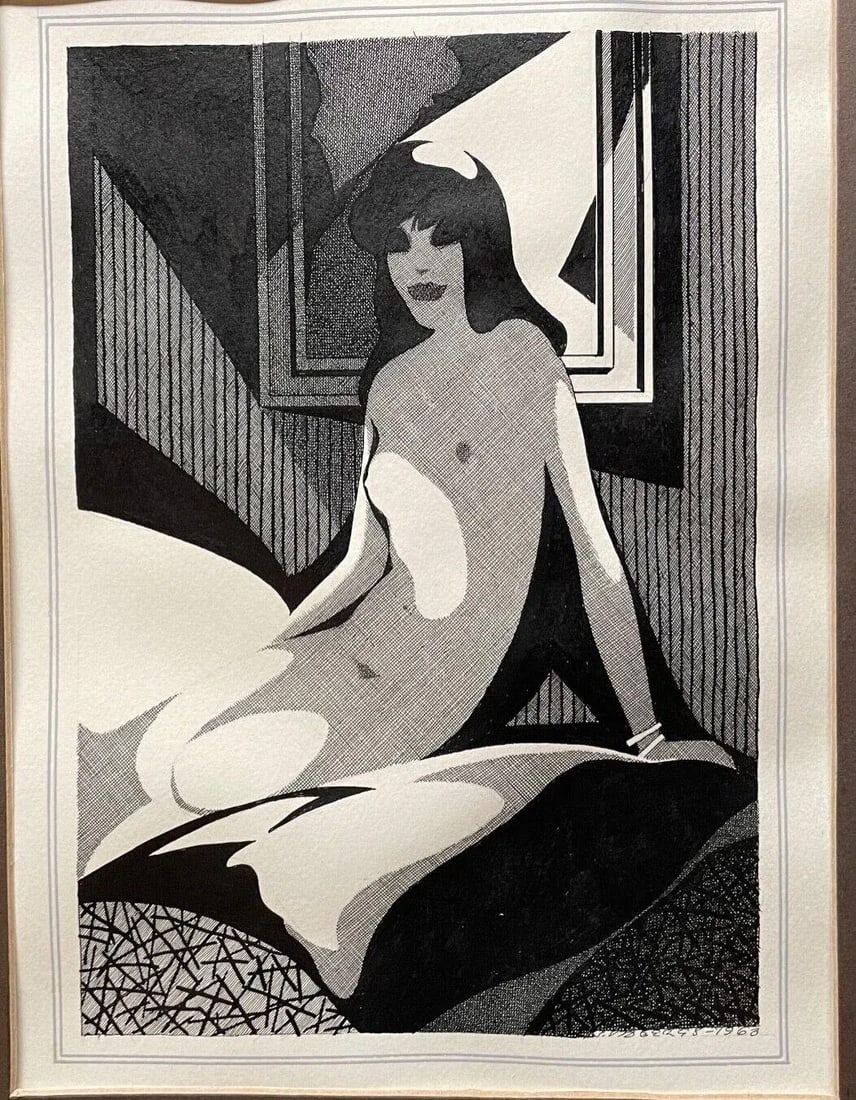 Sigismunds Vidbergs 'Nude' Art Deco Portrait Pen & Ink Drawing - Latvian Artist - 10