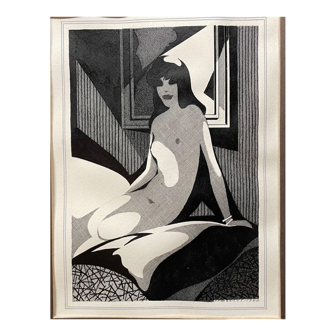 Sigismunds Vidbergs 'Nude' Art Deco Portrait Pen & Ink Drawing - Latvian Artist: This is just a great original piece. This is one of my favorite pieces I have bought in the last few years. Having some latvian ancestry I debated keeping it but I dont have anywhere to hang it in my