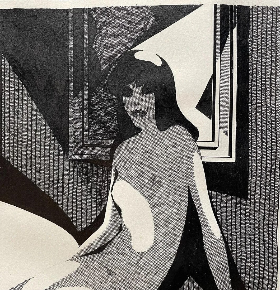 Sigismunds Vidbergs 'Nude' Art Deco Portrait Pen & Ink Drawing - Latvian Artist - 4