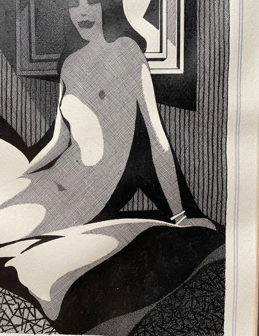 Sigismunds Vidbergs 'Nude' Art Deco Portrait Pen & Ink Drawing - Latvian Artist - 6