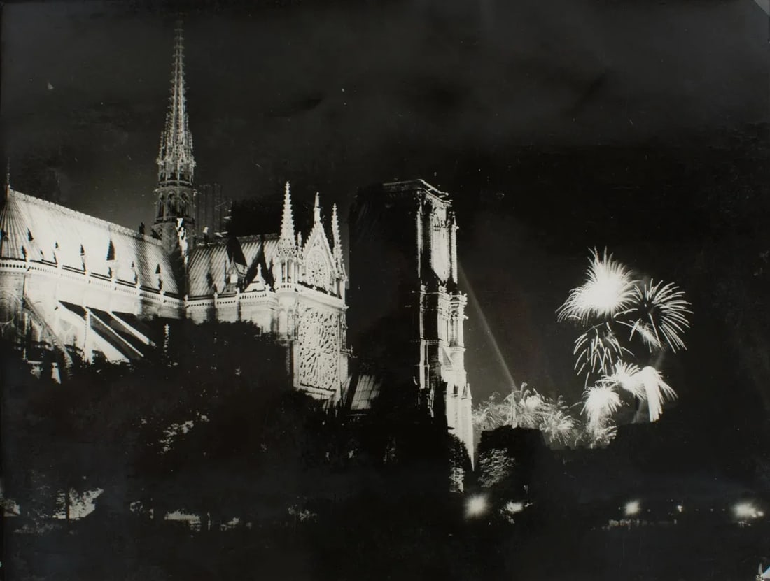 14th of July at Notre Dame de Paris Silver Gelatin Black and White Photography - 6