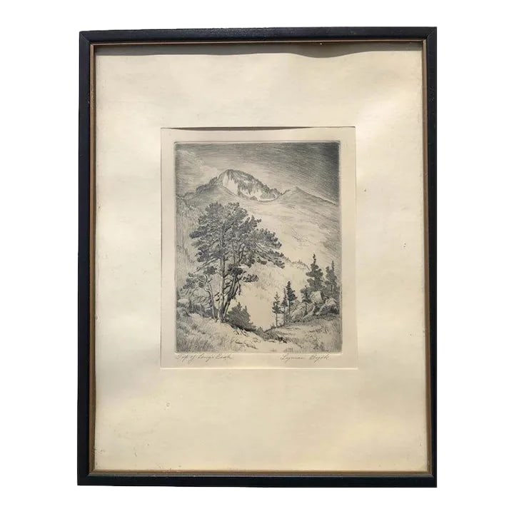 Lyman Byxbe Original Etching Longs Peak (1 of 5)