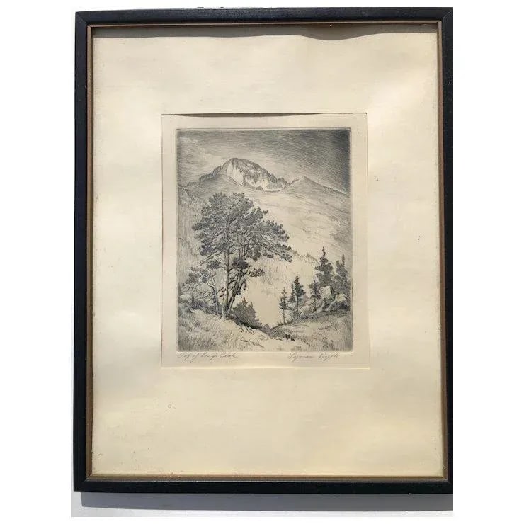 Lyman Byxbe Original Etching Longs Peak - 2