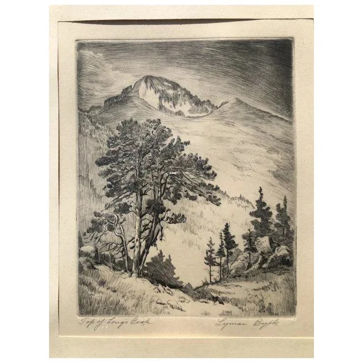Lyman Byxbe Original Etching Longs Peak - 3