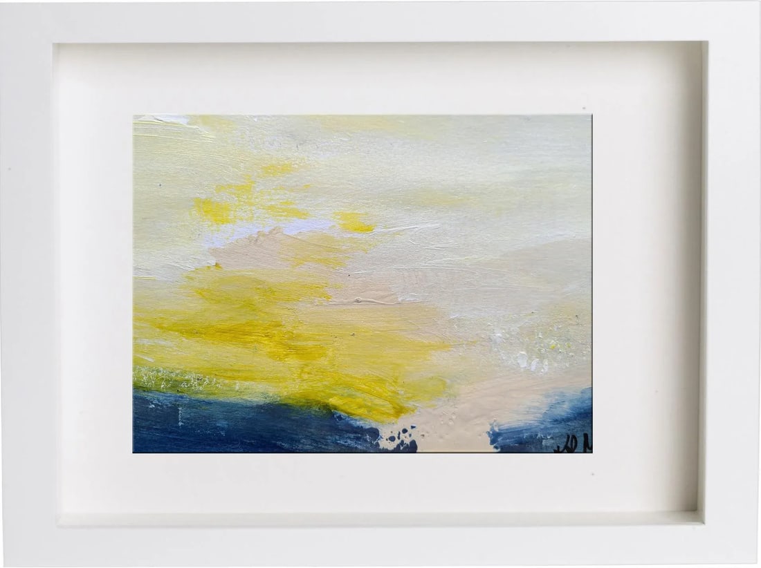 October Shores Coastal Landscape Original Abstract Painting by KR Moehr, Framed - 2