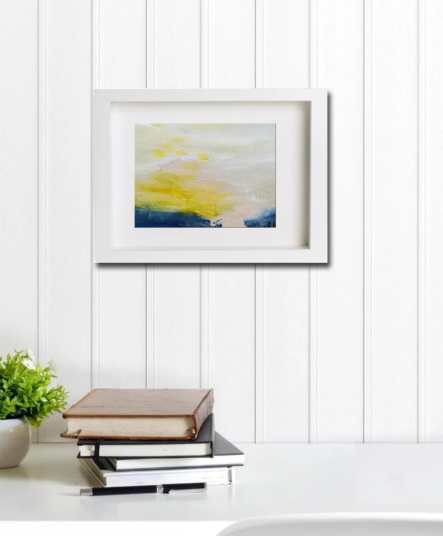 October Shores Coastal Landscape Original Abstract Painting by KR Moehr, Framed - 6