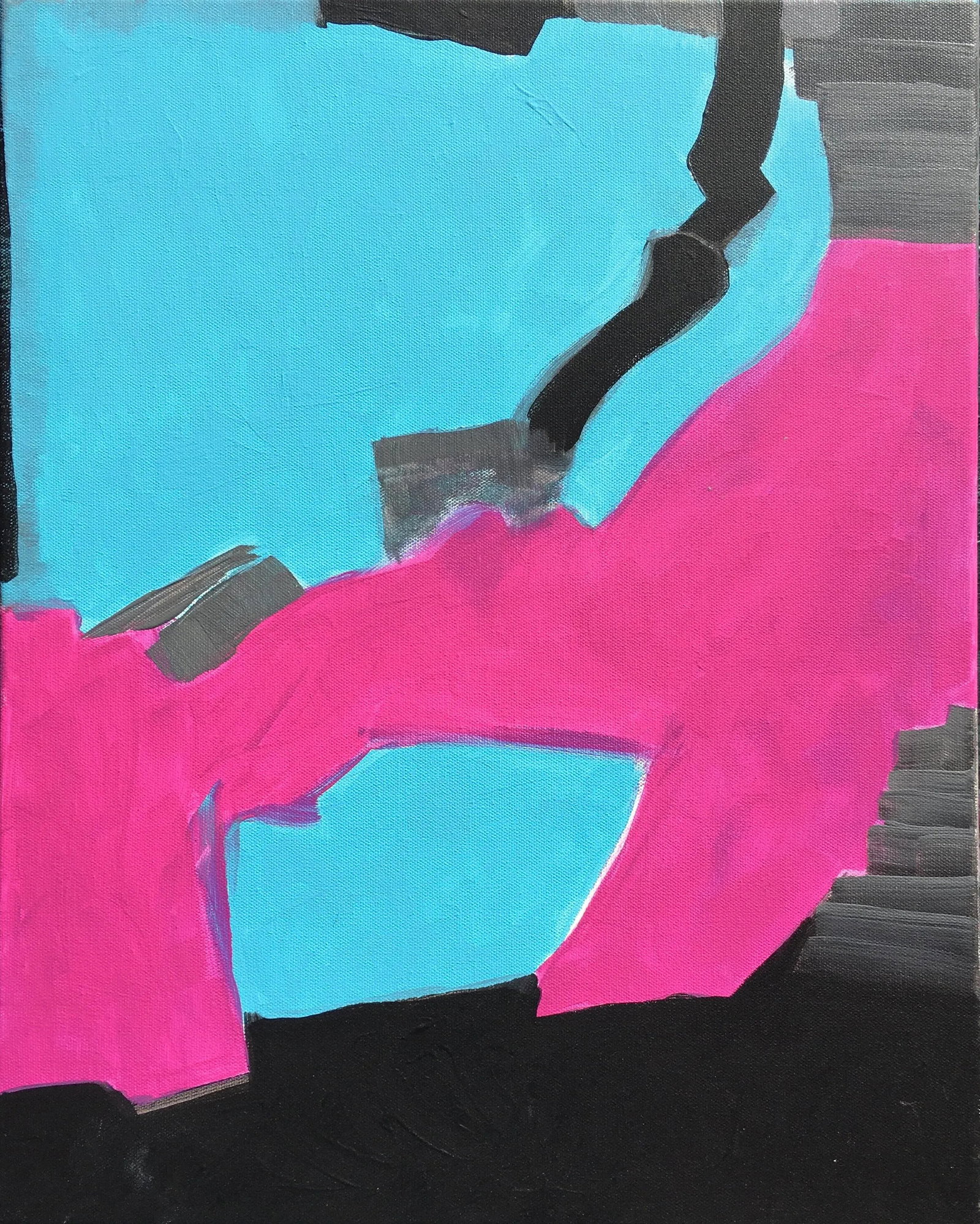 Original Abstract Painting "Pink, Black, Gray" in Acrylic on Canvas by Cl Auker - 5