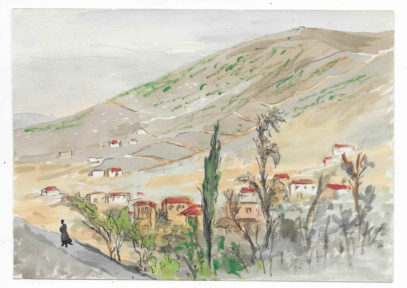 1950s Ivy Attwell Watercolor of Kastela Coatia - 2