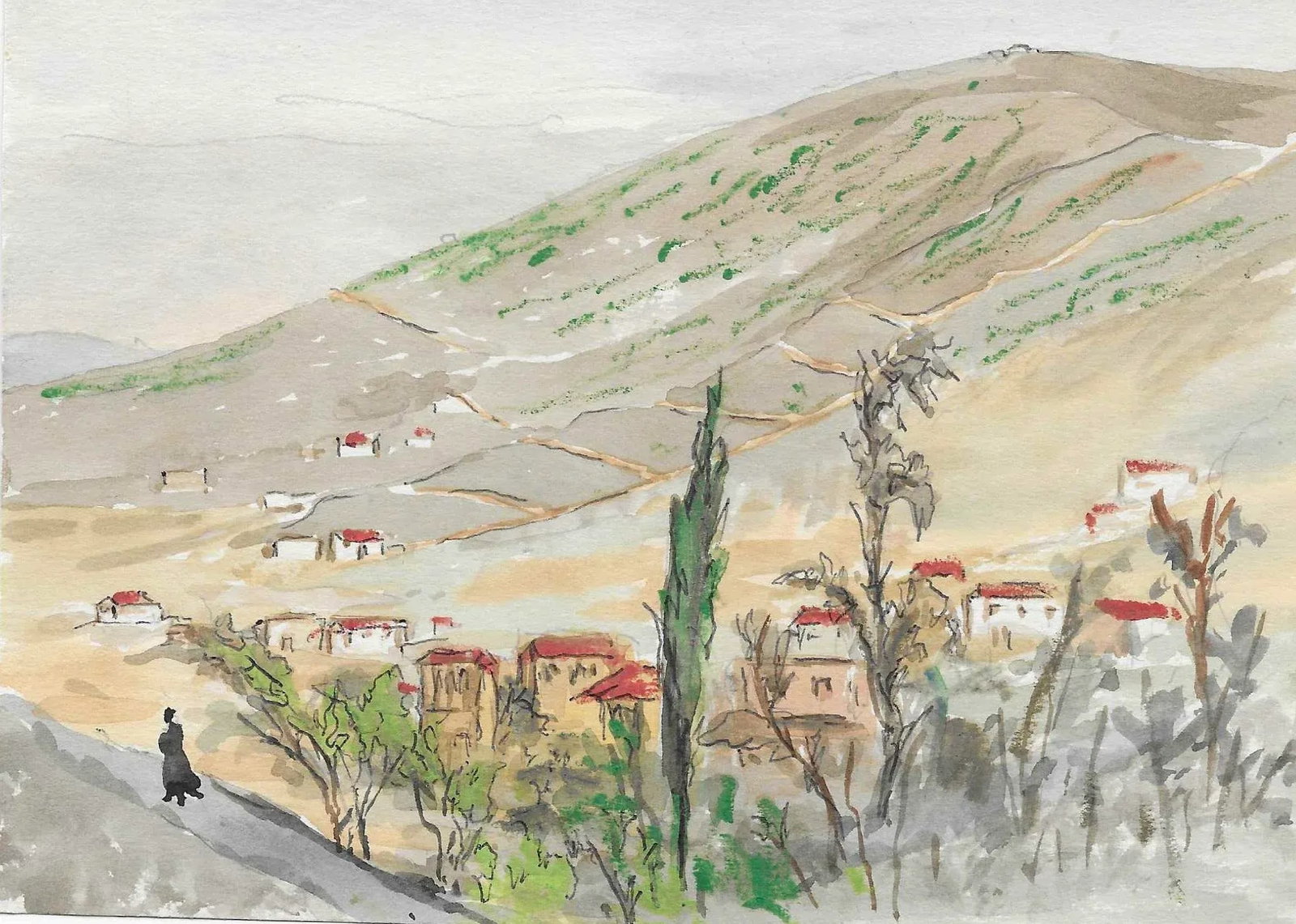 1950s Ivy Attwell Watercolor of Kastela Coatia - 3