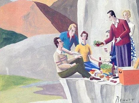 1990 New Yorker Magazine Cover, May 21 (Benoit Van Innis), Original Vintage Cover, Picnic, Food - 2