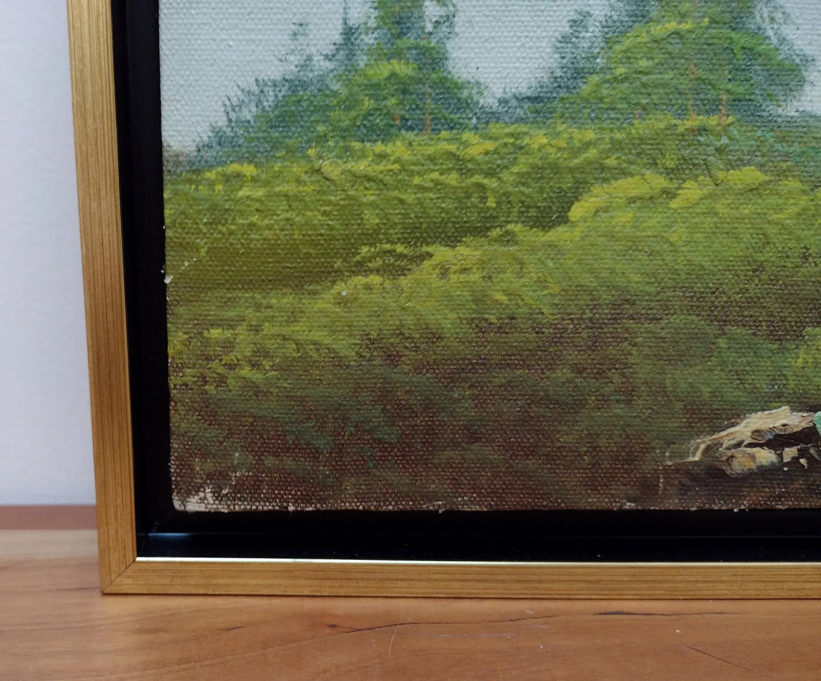 Vintage Impressionist Landscape Snowy Mountains Woods Acrylic on Canvas Framed 12x16 - 8