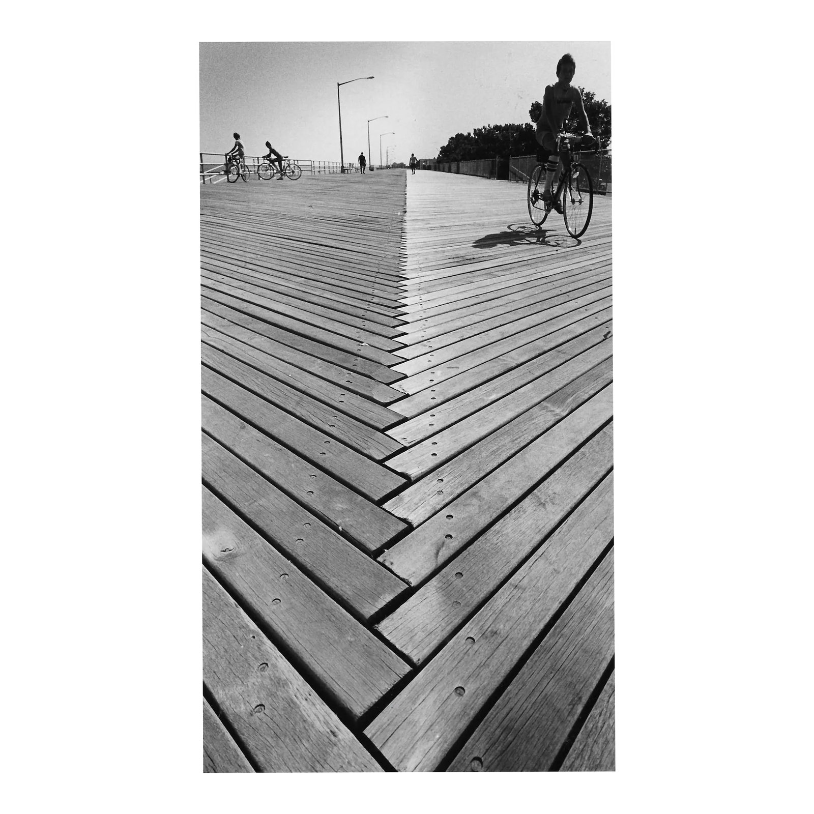 1983 Beach Boardwalk Photo by Steve Zaffarano: 1983 black and white photo of the South Beach - FDR Boardwalk by photojournalist New York Steve Zaffarano. Condition: Alterations: Original Condition Unaltered Imperfections: Some Imperfections