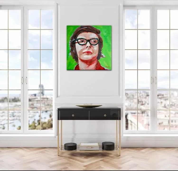 Contemporary Figurative Pop Art Portrait (24''*24'', Original Oil on Canvas) - 3