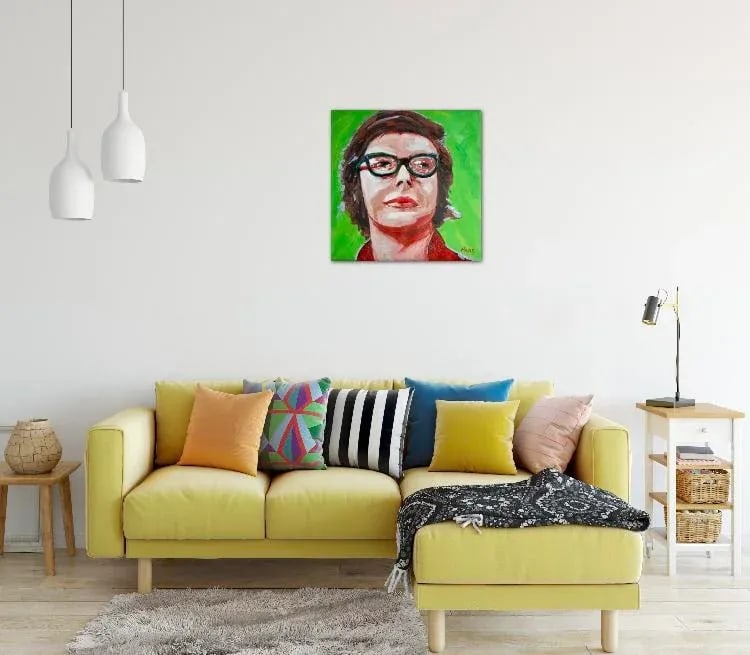 Contemporary Figurative Pop Art Portrait (24''*24'', Original Oil on Canvas) - 4