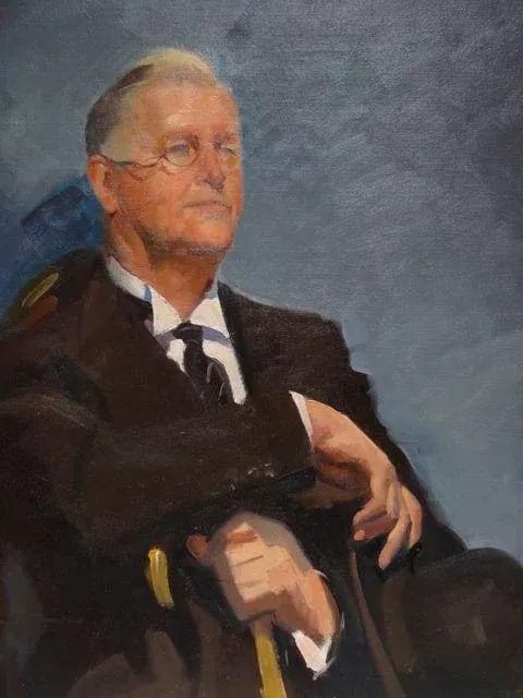 Robert T. Ayres Portrait Painting of Jack Bellamy as FDR in "Sunrise at Campobello" 1950s - 2