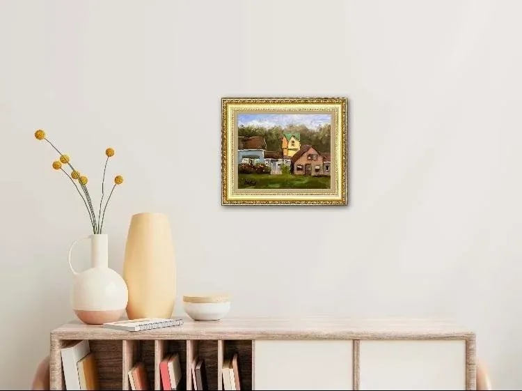 Mendocino Village, Original Oil Painting Modern Impressionism by L Haas - 2