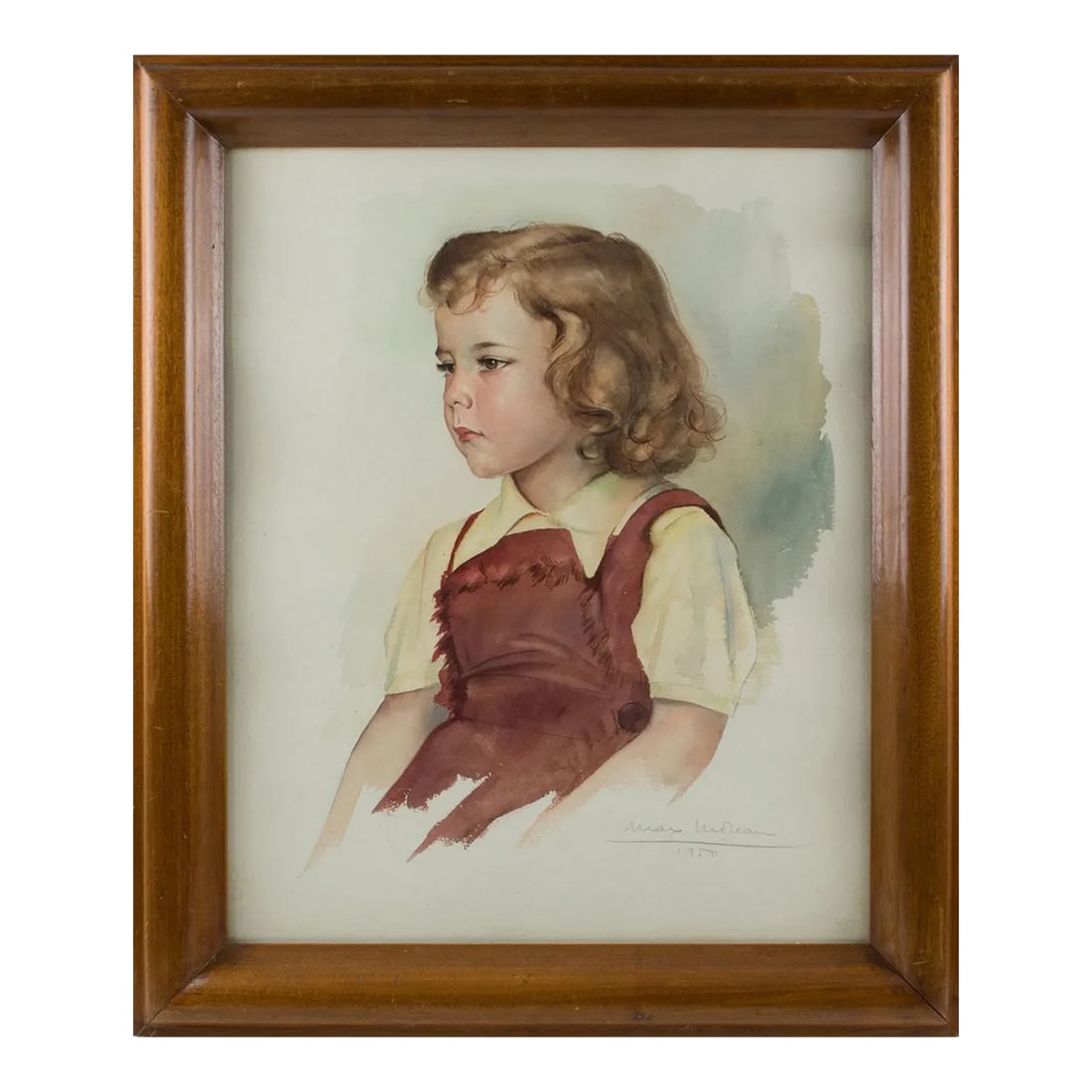 Portrait of Young Girl Gouache Painting by Max Moreau (1 of 9)