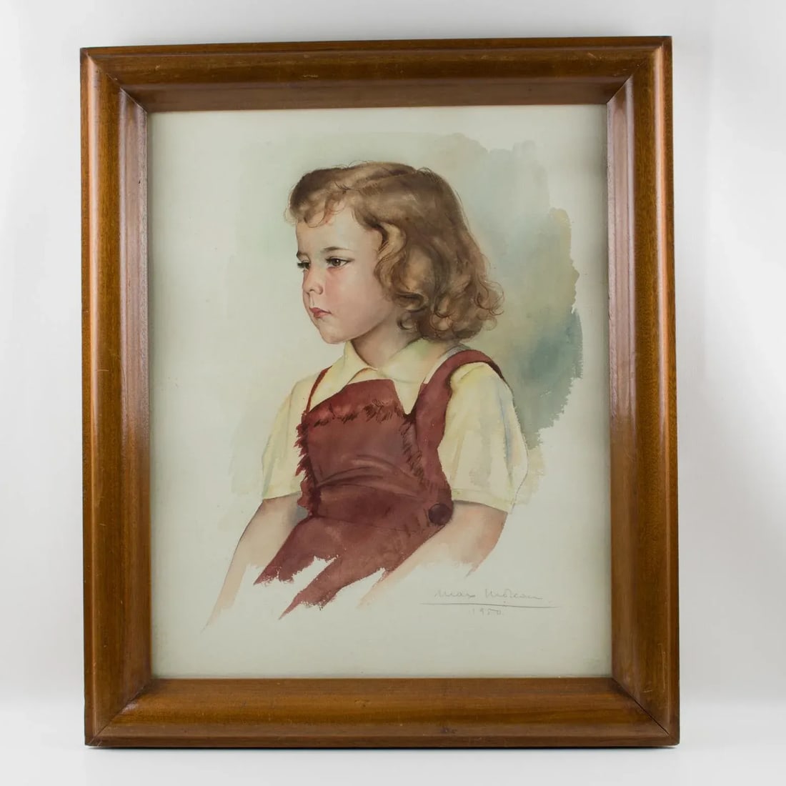 Portrait of Young Girl Gouache Painting by Max Moreau - 2