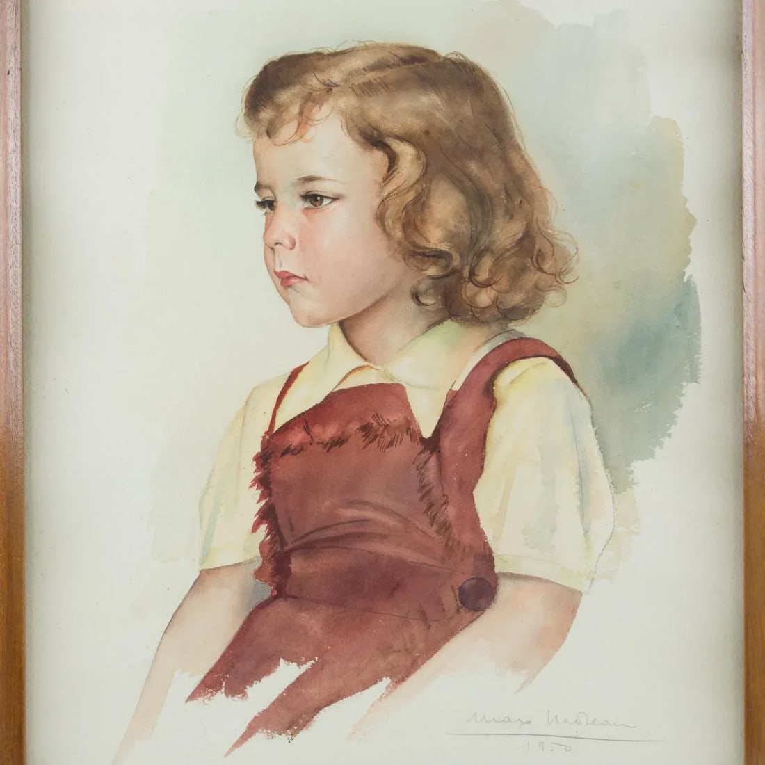 Portrait of Young Girl Gouache Painting by Max Moreau - 5