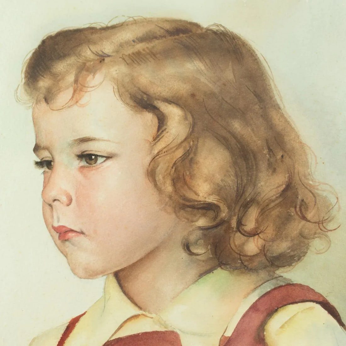Portrait of Young Girl Gouache Painting by Max Moreau - 6