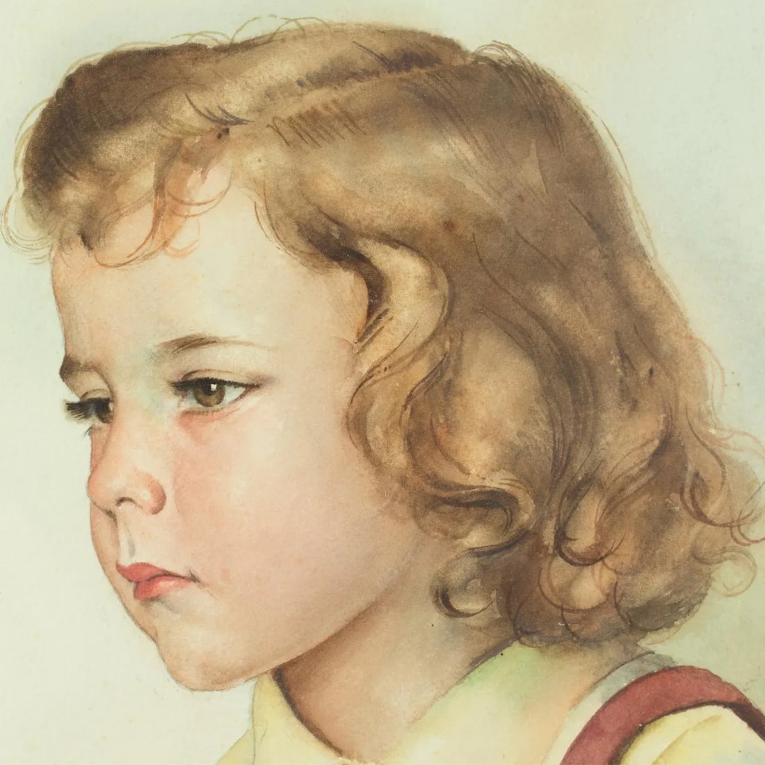 Portrait of Young Girl Gouache Painting by Max Moreau - 7