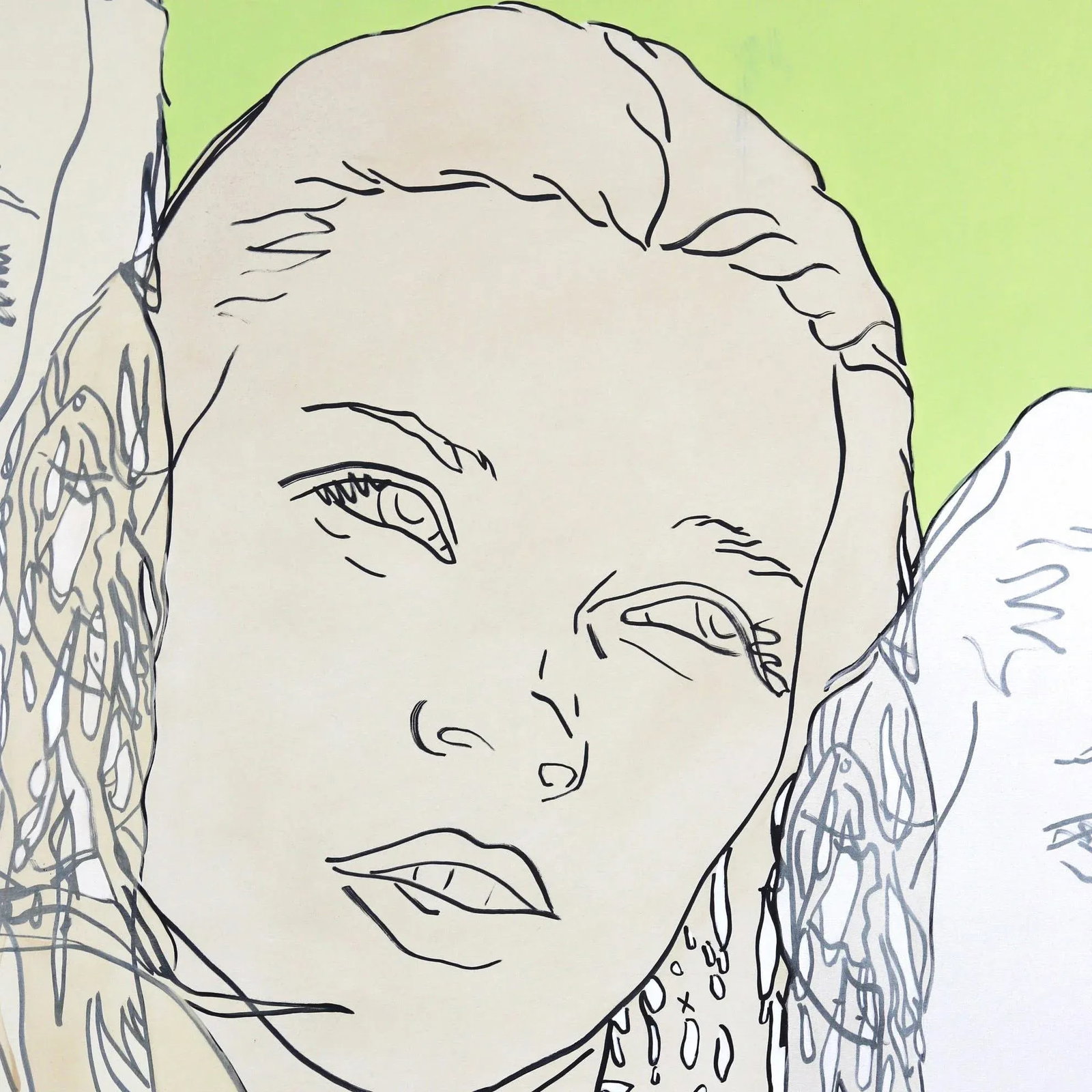 Untitled (Green, Pink, Ivory, Pearl Kate) - Original Figurative Artwork for Sale on Canvas by Hilary - 6