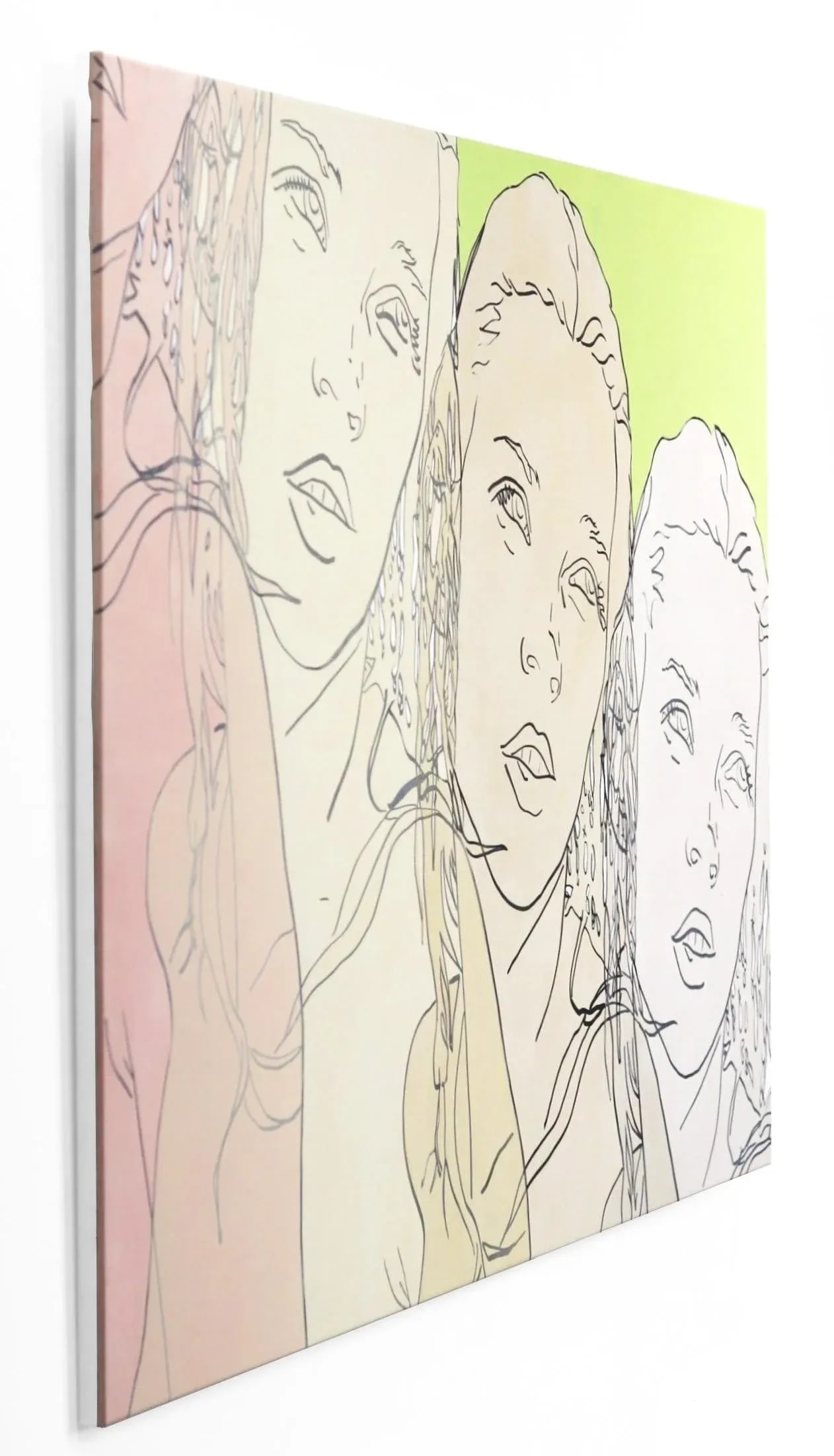 Untitled (Green, Pink, Ivory, Pearl Kate) - Original Figurative Artwork for Sale on Canvas by Hilary - 7