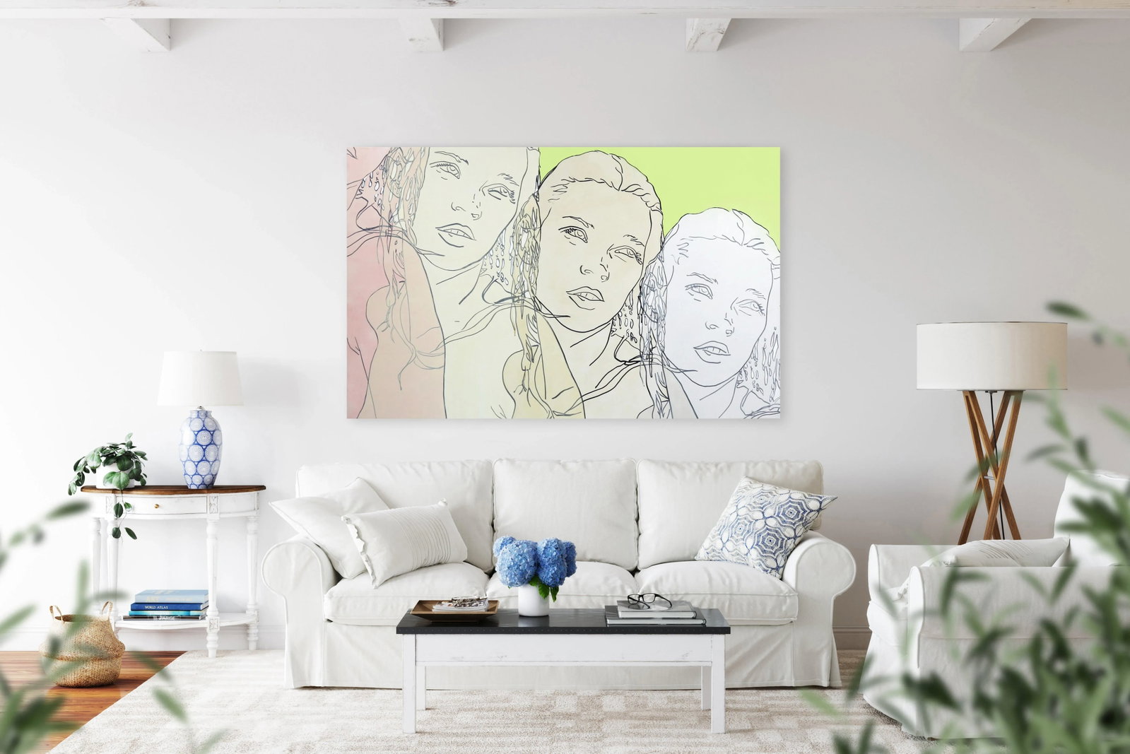 Untitled (Green, Pink, Ivory, Pearl Kate) - Original Figurative Artwork for Sale on Canvas by Hilary - 8