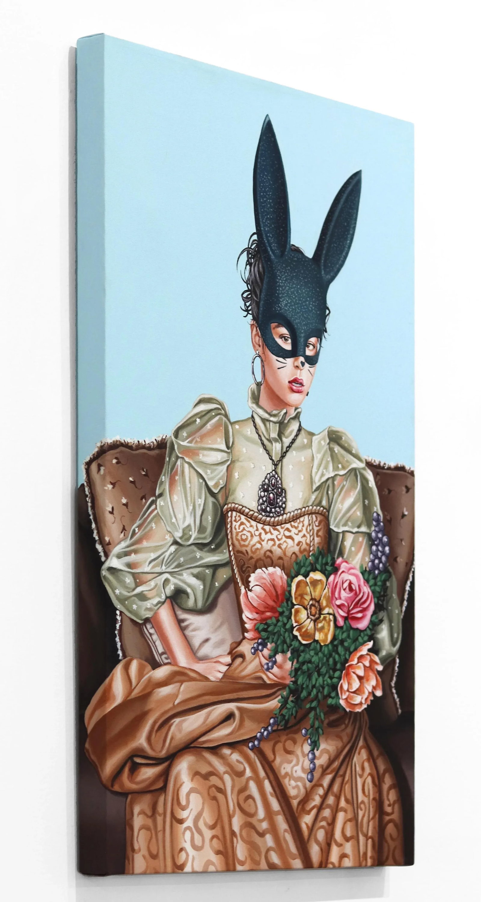 Figurative Surrealism Hyperrealist Painting "Social Etiquette V" Original Artwork Elaborate Woman Wi - 7